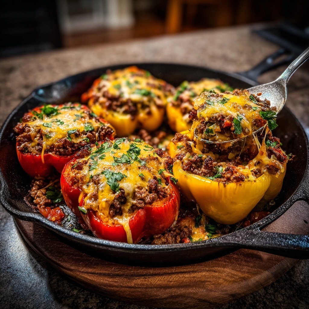 Ground Beef Stuffed Bell Pepper Skillet