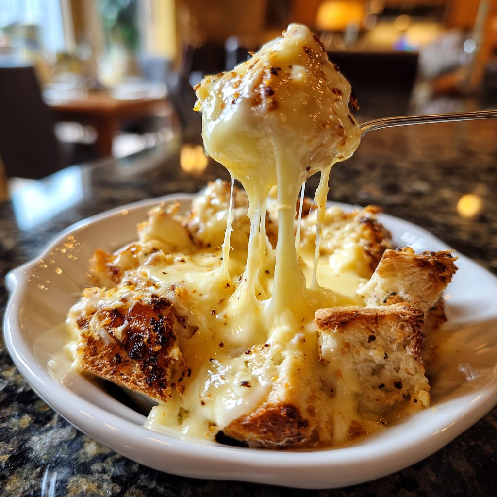 Fondue with Swiss Cheese and Garlic