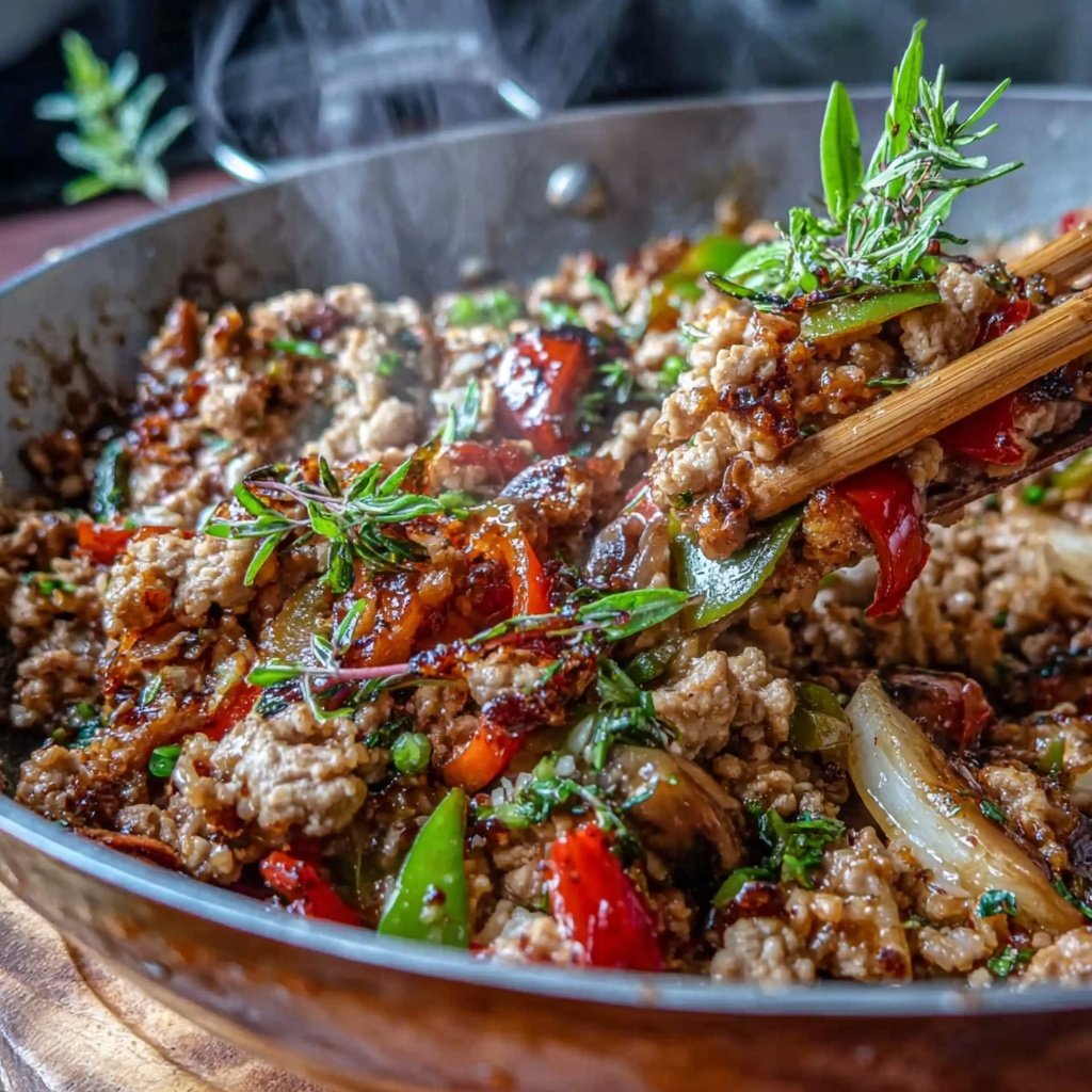Ground Chicken And Mushroom Stir Fry