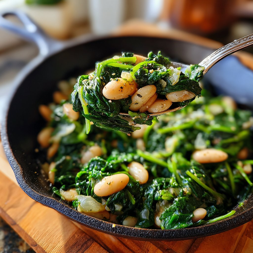 Healthy Dinner Spinach White Bean Skillet
