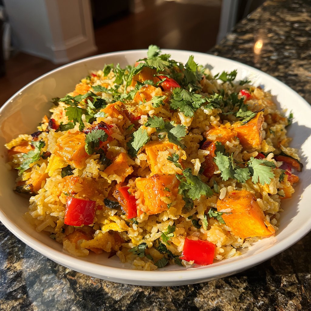 Roasted Sweet Potato Veggie Rice