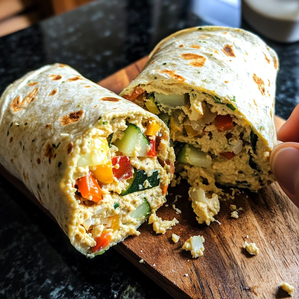 High-Protein Veggie Hummus Wrap Lunch