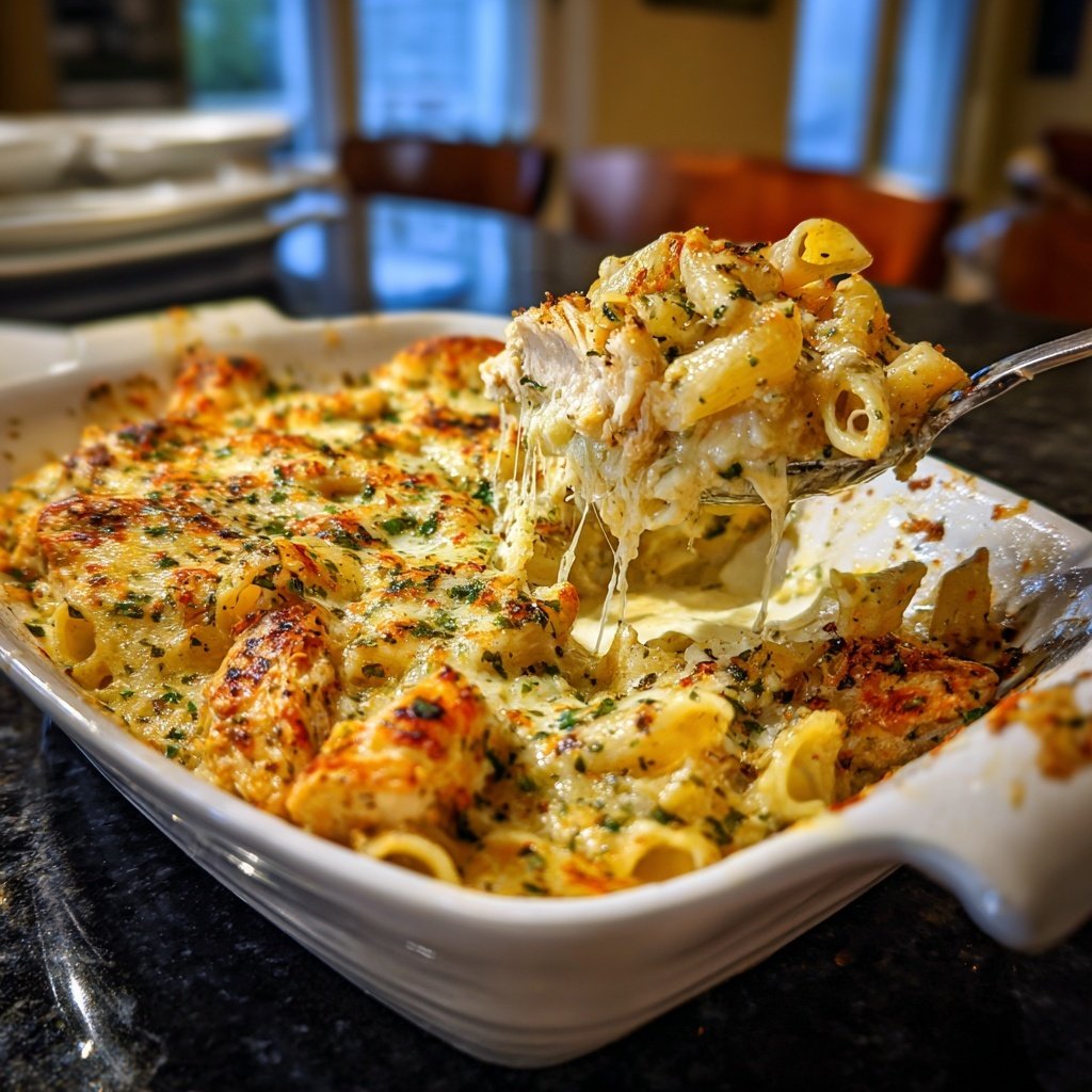 Garlic Herb Chicken Pasta Bake