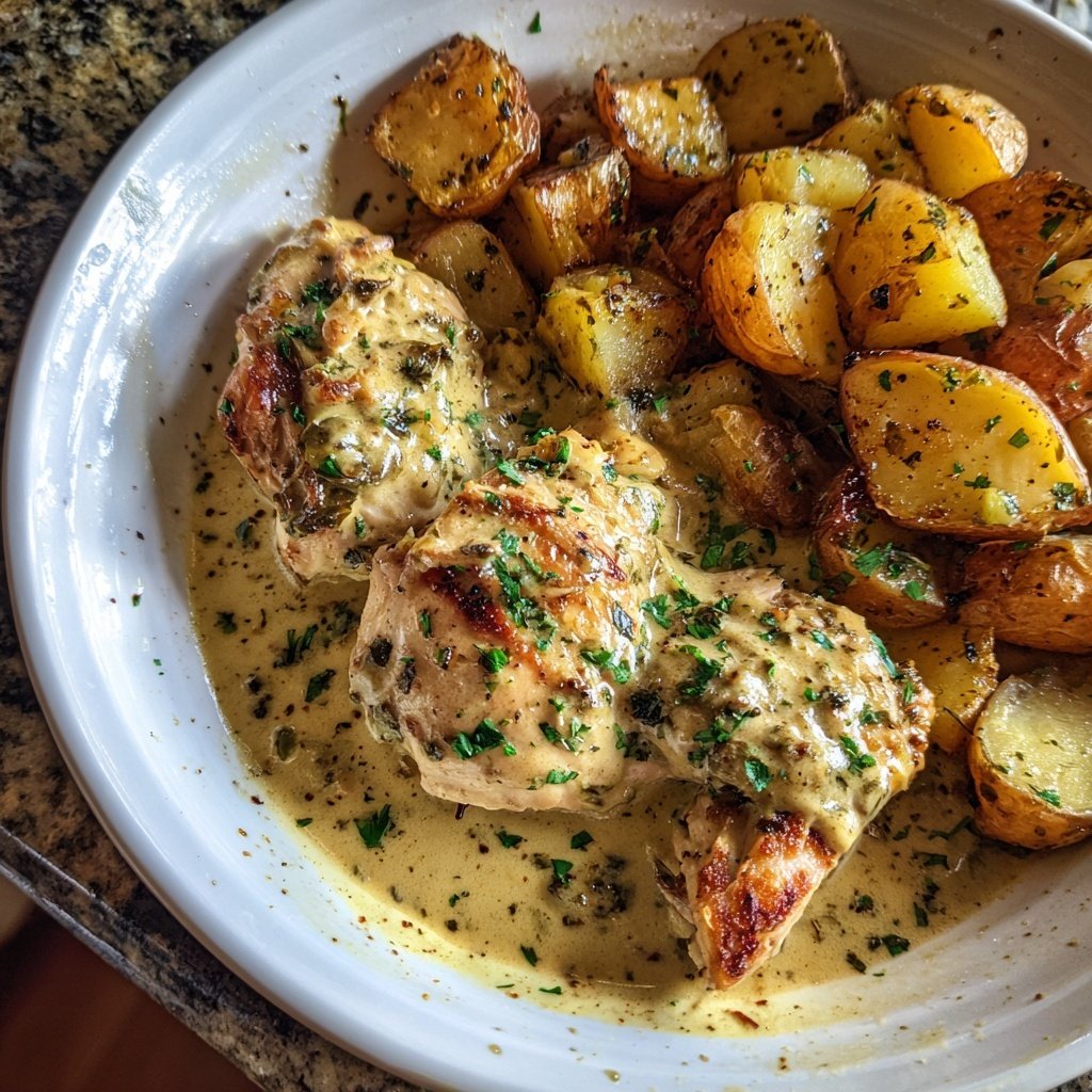 Creamy Dijon Chicken With Roasted Potatoes