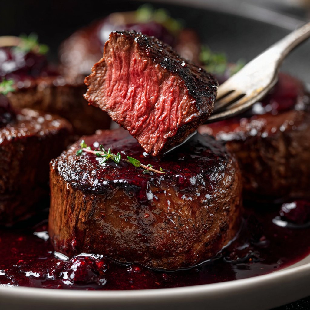 Romantic Filet Mignon with Red Wine Sauce