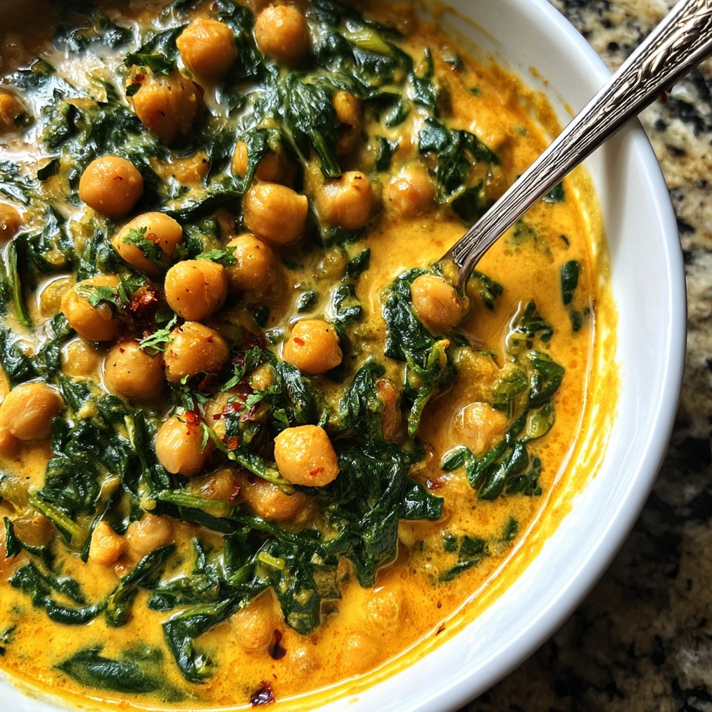 Healthy Dinner Chickpea Spinach Curry